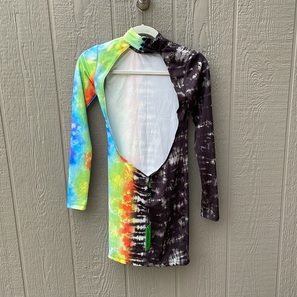 Black and Rainbow Bodycon Dress size 2 NWT - Picture 2 of 3